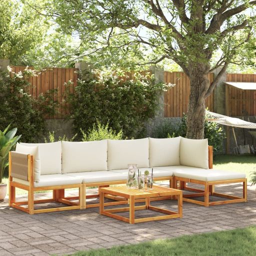 vidaXL 6-tlg. Gartensofa-Set mit Kissen Holz Akazie & Seil