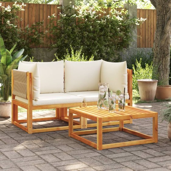 vidaXL 6-tlg. Gartensofa-Set mit Kissen Holz Akazie & Seil