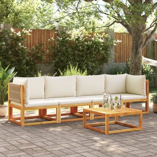 vidaXL 6-tlg. Gartensofa-Set mit Kissen Holz Akazie & Seil