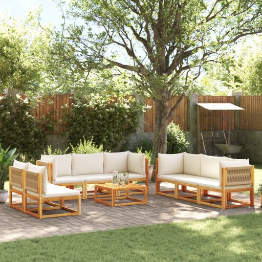 vidaXL 6-tlg. Gartensofa-Set mit Kissen Holz Akazie & Seil