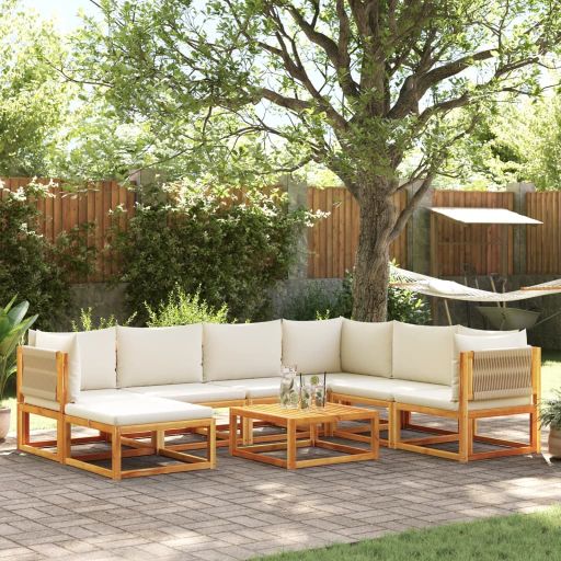 vidaXL 6-tlg. Gartensofa-Set mit Kissen Holz Akazie & Seil
