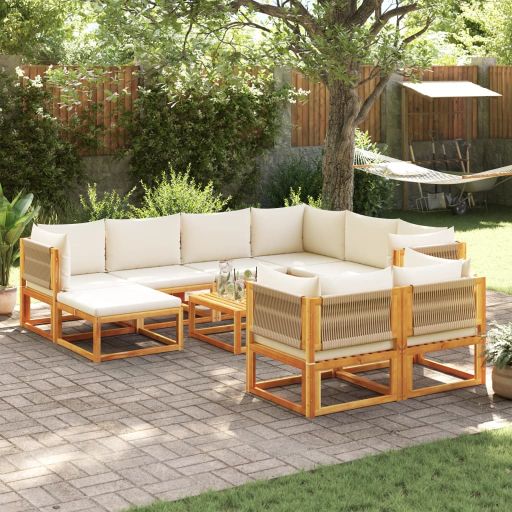 vidaXL 6-tlg. Gartensofa-Set mit Kissen Holz Akazie & Seil