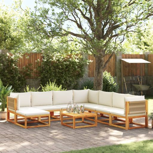 vidaXL 6-tlg. Gartensofa-Set mit Kissen Holz Akazie & Seil
