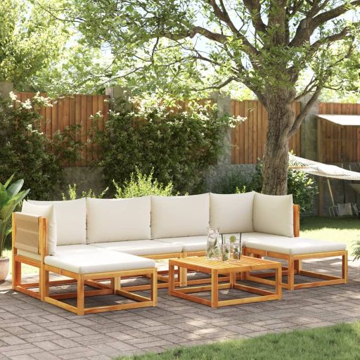 vidaXL 6-tlg. Gartensofa-Set mit Kissen Holz Akazie & Seil