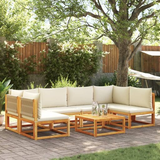 vidaXL 6-tlg. Gartensofa-Set mit Kissen Holz Akazie & Seil