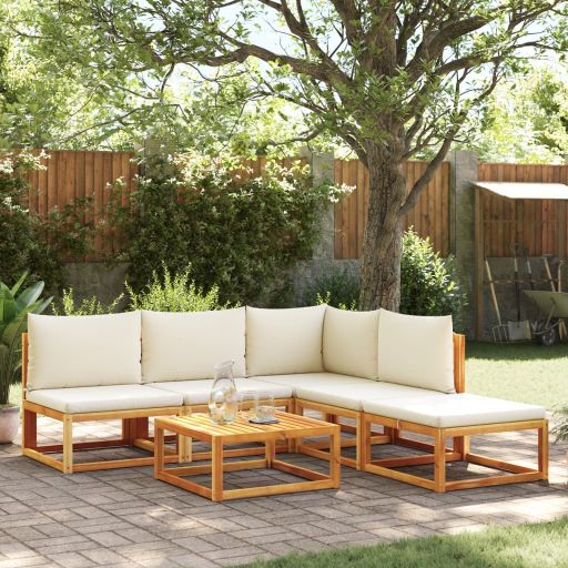 vidaXL 6-tlg. Gartensofa-Set mit Kissen Holz Akazie & Seil