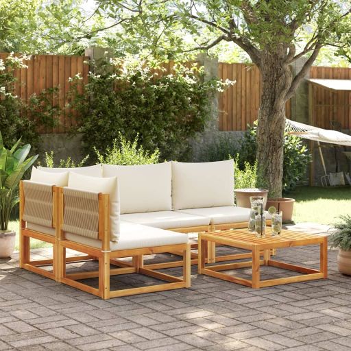 vidaXL 6-tlg. Gartensofa-Set mit Kissen Holz Akazie & Seil