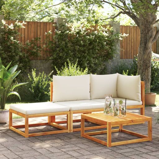 vidaXL 6-tlg. Gartensofa-Set mit Kissen Holz Akazie & Seil