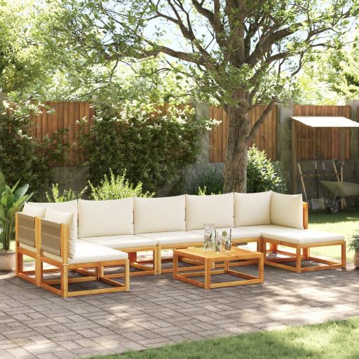 vidaXL 6-tlg. Gartensofa-Set mit Kissen Holz Akazie & Seil