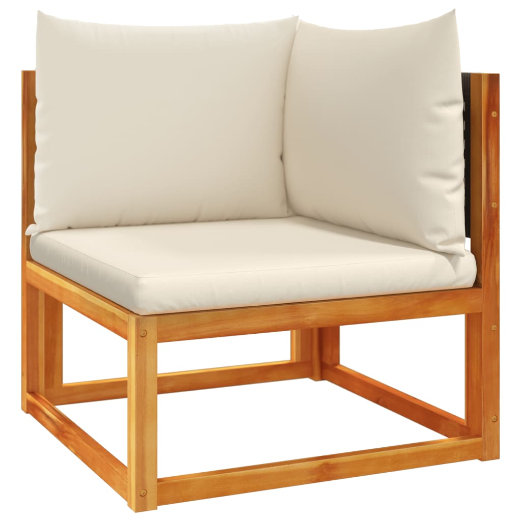 6-tlg. Gartensofa-Set mit Kissen Holz Akazie & Rattan