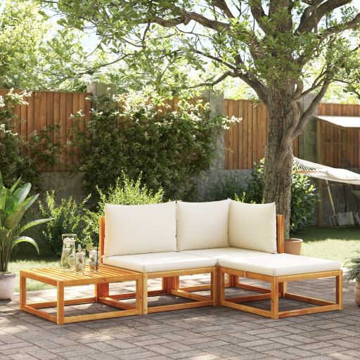6-tlg. Gartensofa-Set mit Kissen Holz Akazie & Rattan