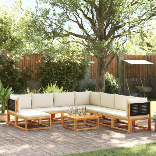 6-tlg. Gartensofa-Set mit Kissen Holz Akazie & Rattan