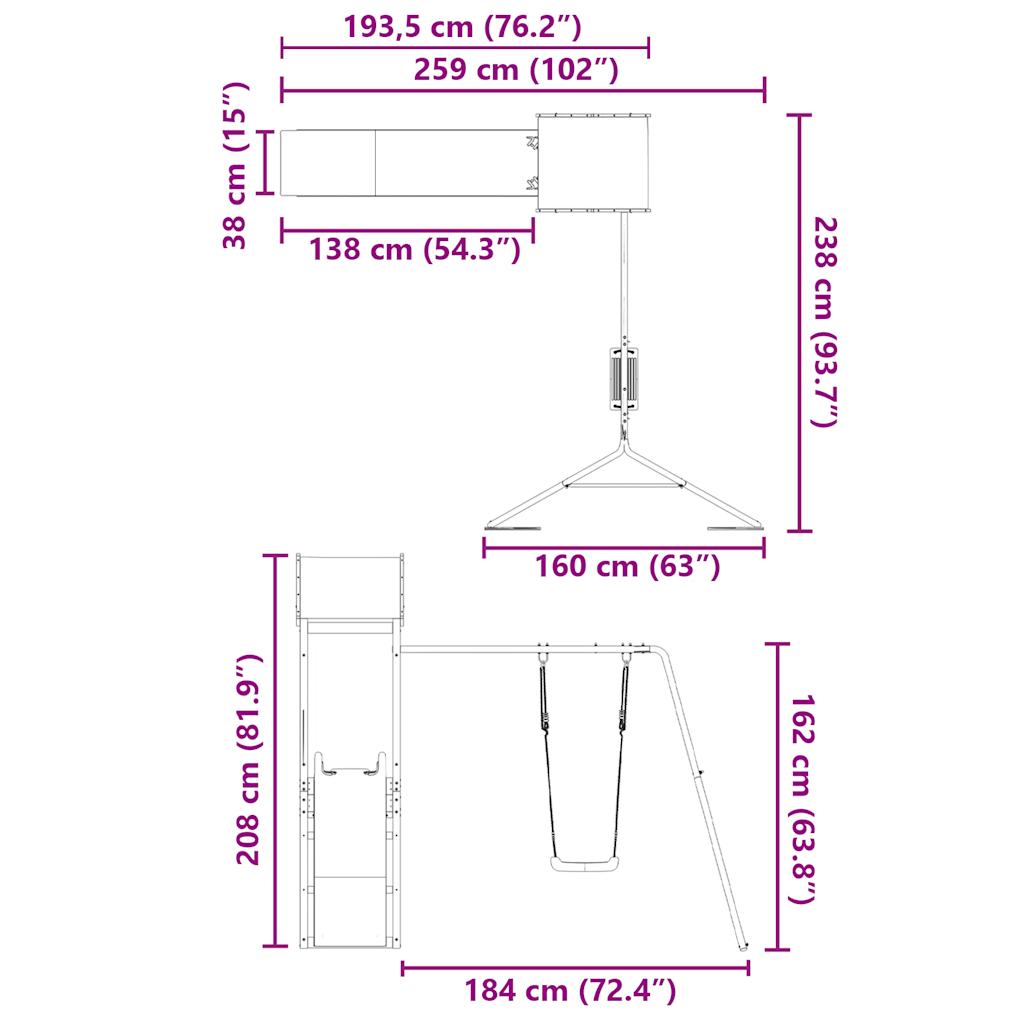 vidaXL Spielturm Massivholz Kiefer