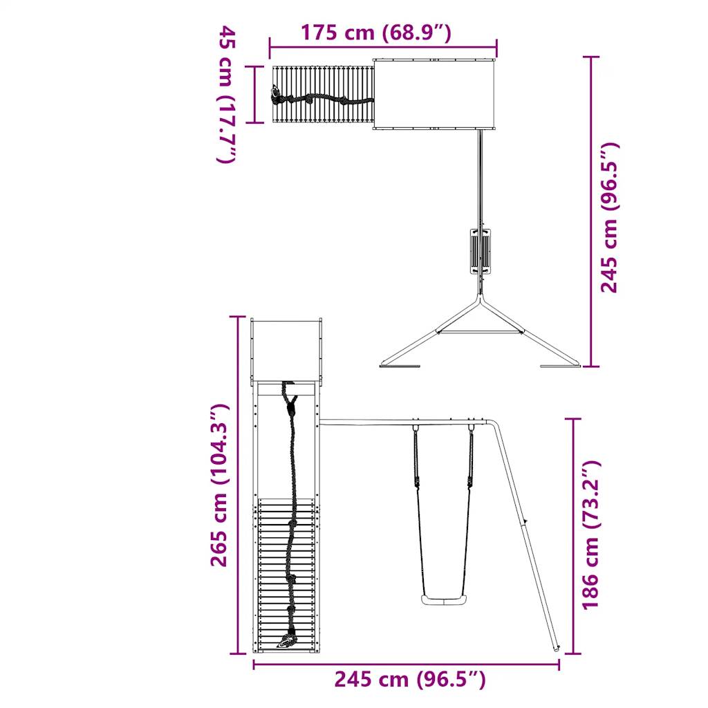 vidaXL Spielturm Massivholz Kiefer