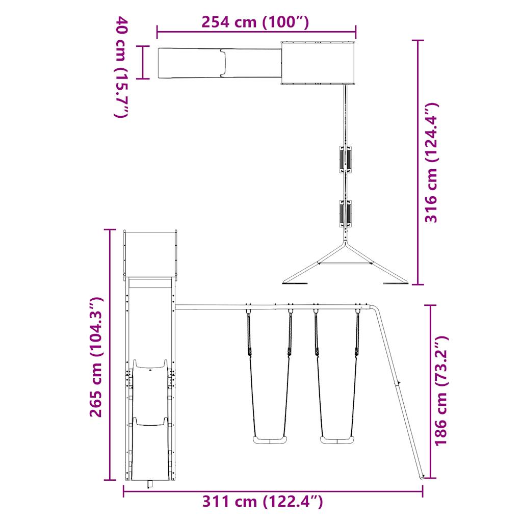 vidaXL Spielturm Massivholz Kiefer