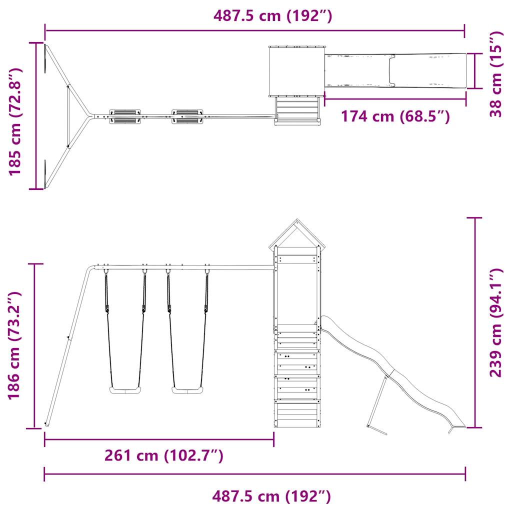 vidaXL Spielturm Massivholz Kiefer
