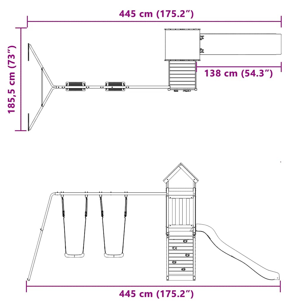 vidaXL Spielturm Massivholz Kiefer