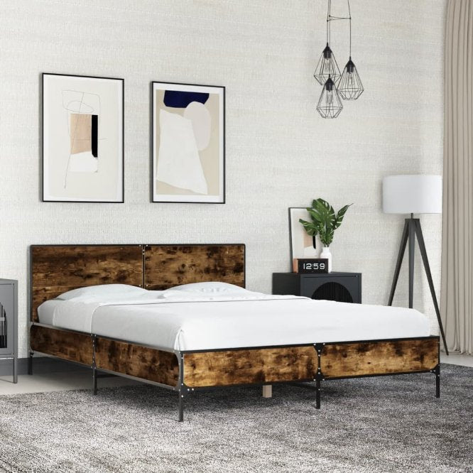 Bettgestell Schwarz 120x200 cm Holzwerkstoff und Metall