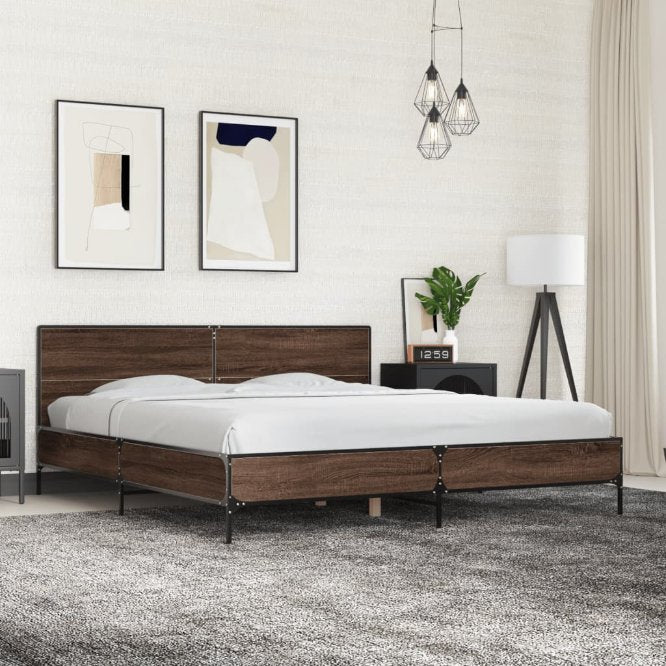 Bettgestell Schwarz 120x200 cm Holzwerkstoff und Metall