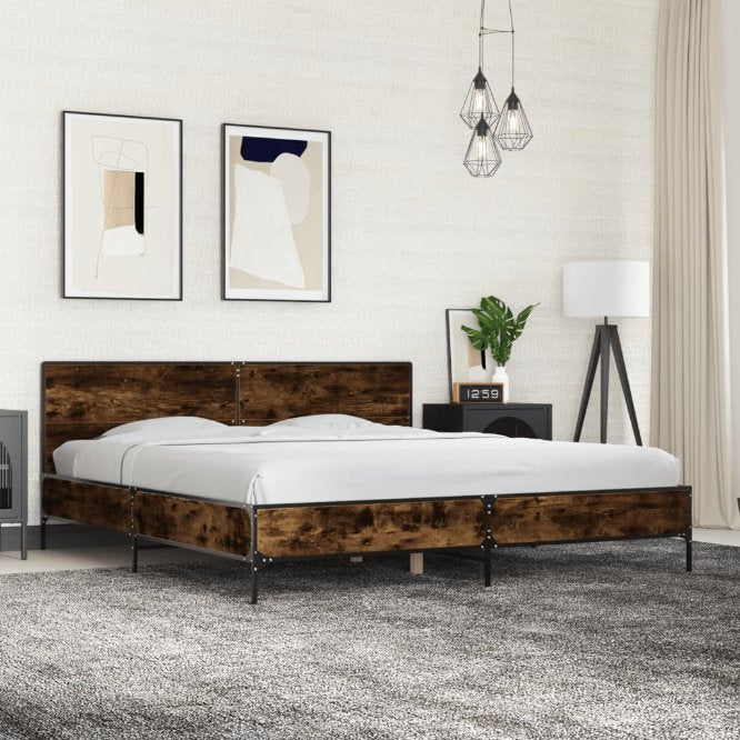 Bettgestell Schwarz 120x200 cm Holzwerkstoff und Metall