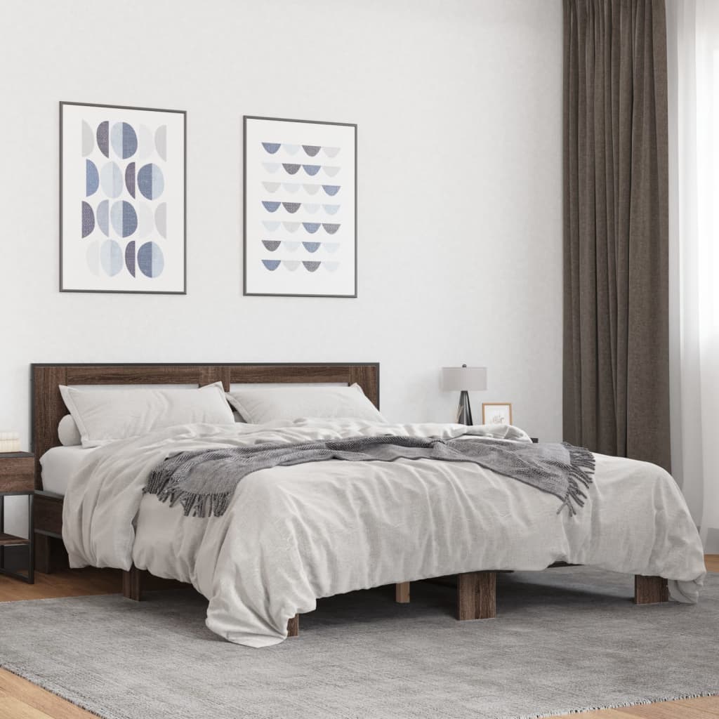 Bettgestell Sonoma-Eiche 200x200 cm Holzwerkstoff und Metall