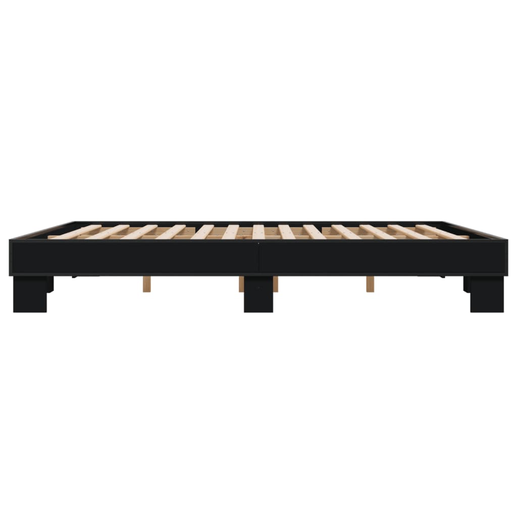 Bettgestell Schwarz 200x200 cm Holzwerkstoff und Metall