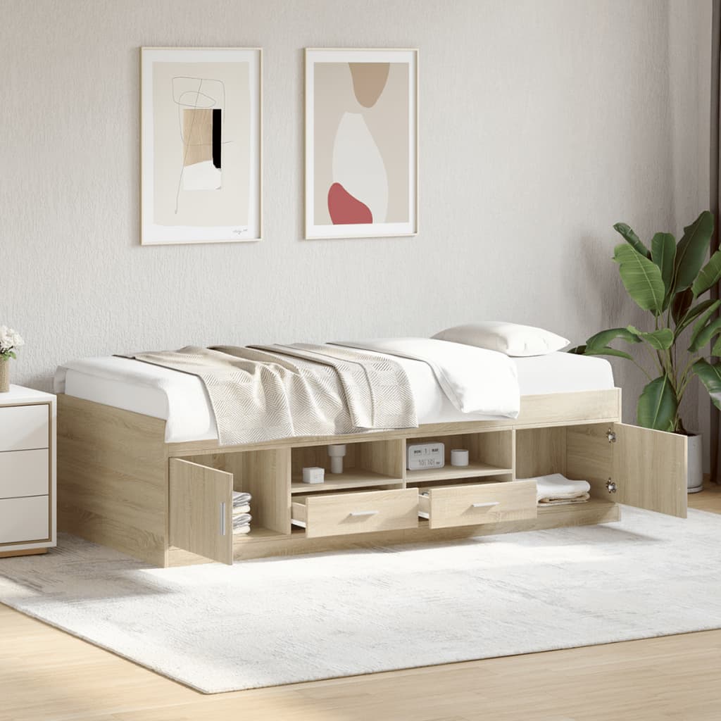 Tagesbett mit Schubladen ohne Matratze Weiß 100x200 cm