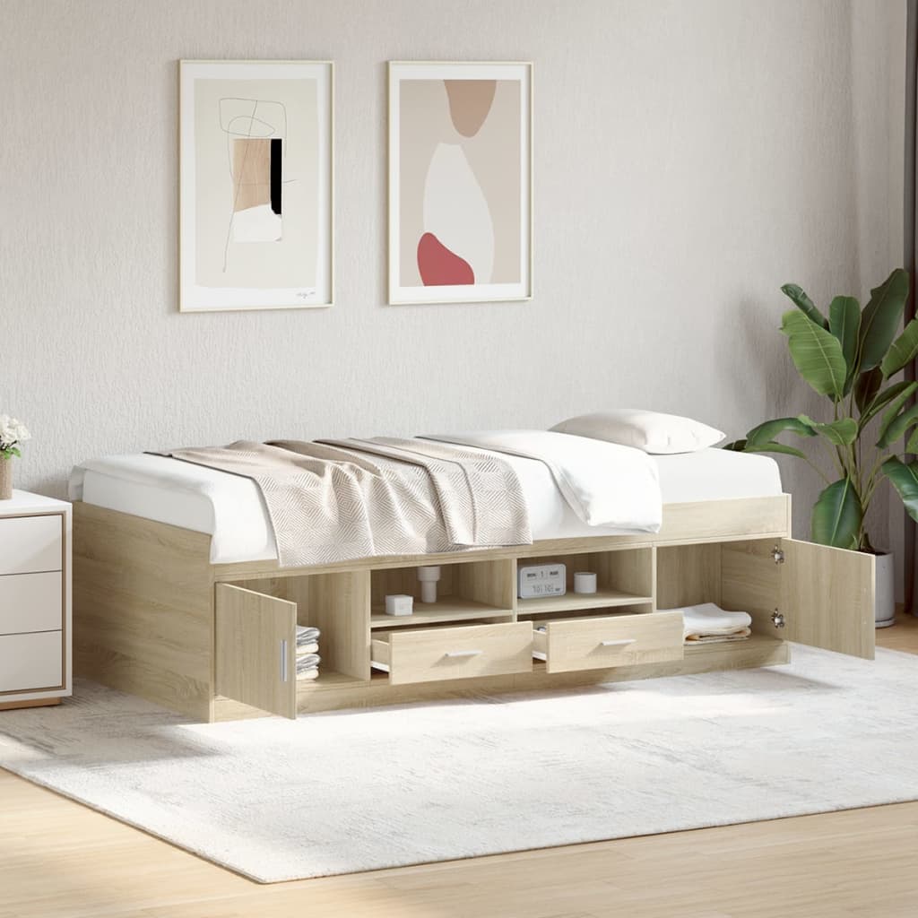 Tagesbett mit Schubladen ohne Matratze Weiß 100x200 cm
