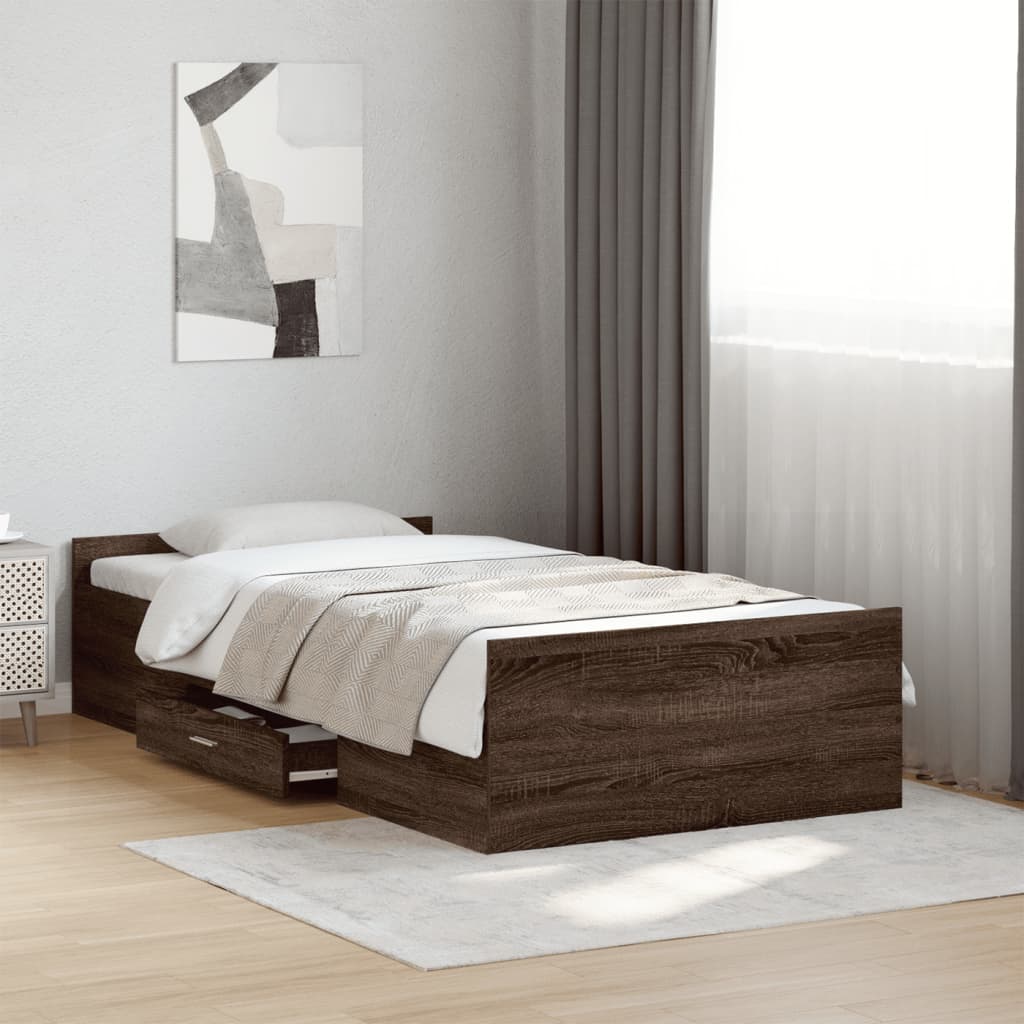 Bettgestell mit Schubladen Weiß 200x200 cm Holzwerkstoff