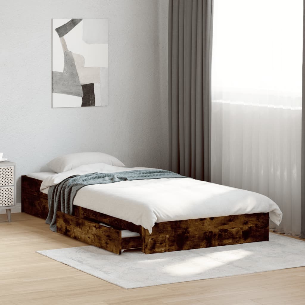 Bettgestell mit Schubladen Weiß 200x200 cm Holzwerkstoff