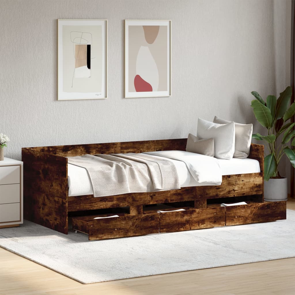 Tagesbett mit Schubladen ohne Matratze Weiß 100x200 cm