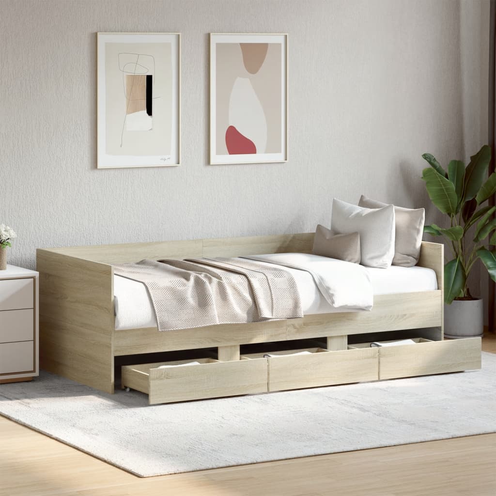 Tagesbett mit Schubladen ohne Matratze Weiß 100x200 cm