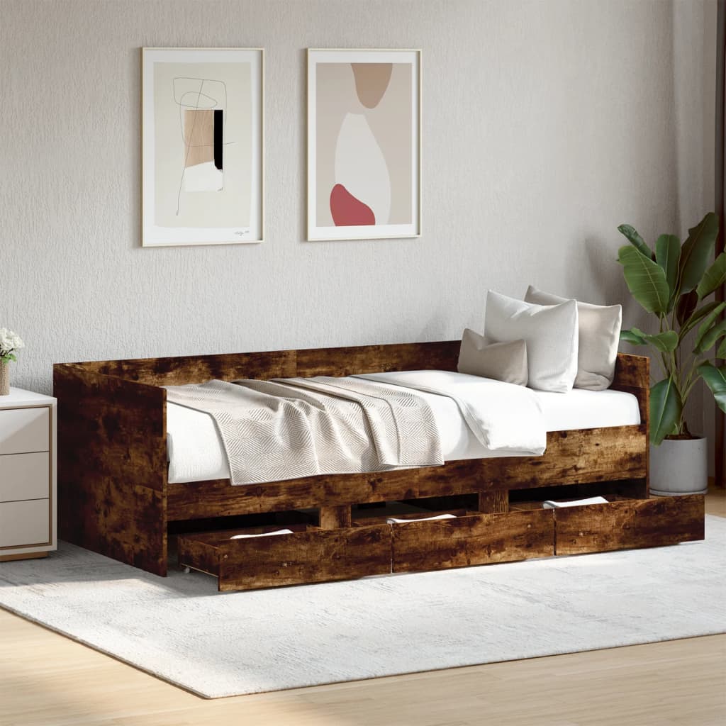 Tagesbett mit Schubladen ohne Matratze Weiß 100x200 cm