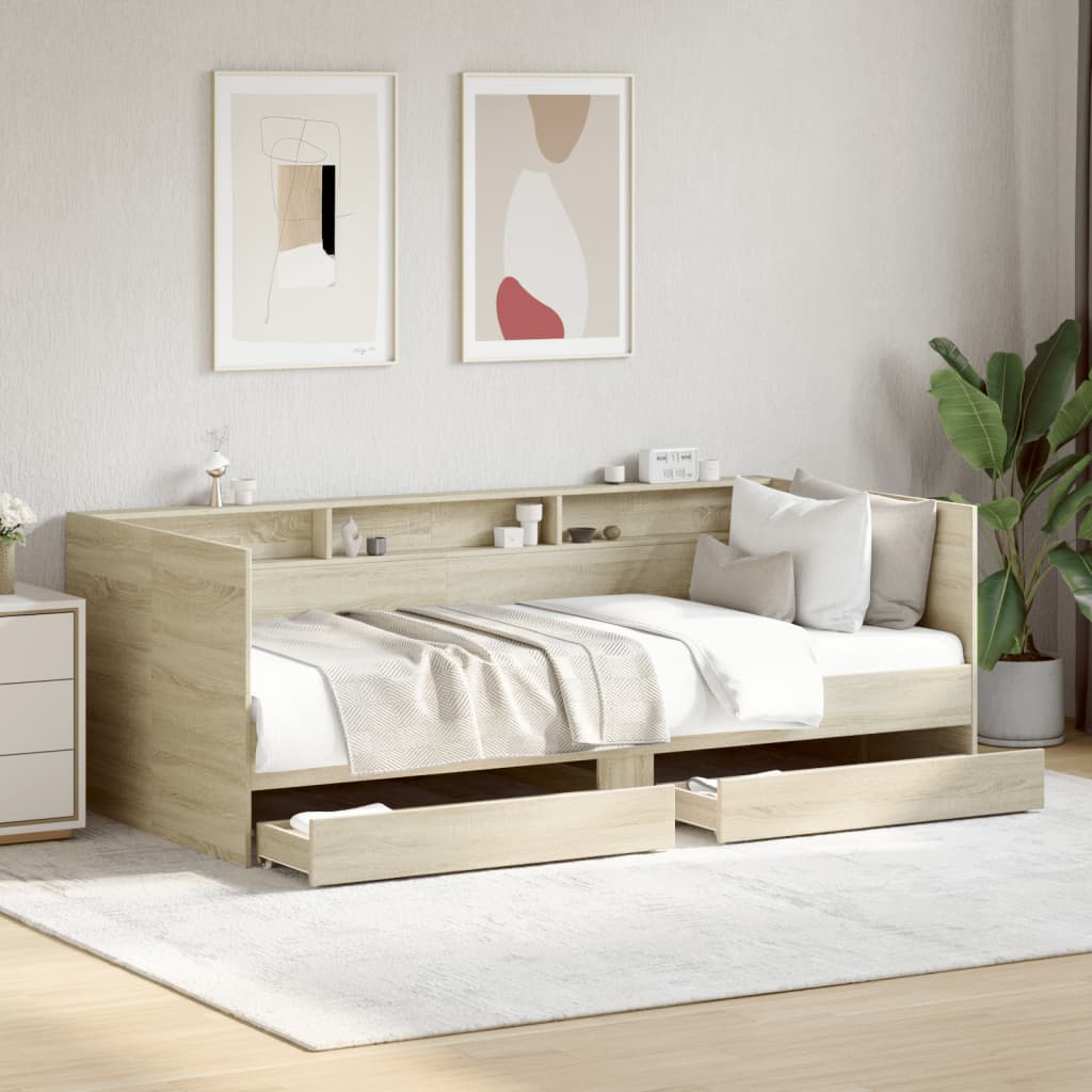 Tagesbett mit Schubladen ohne Matratze Weiß 100x200 cm