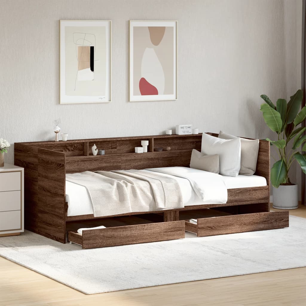 Tagesbett mit Schubladen ohne Matratze Weiß 100x200 cm