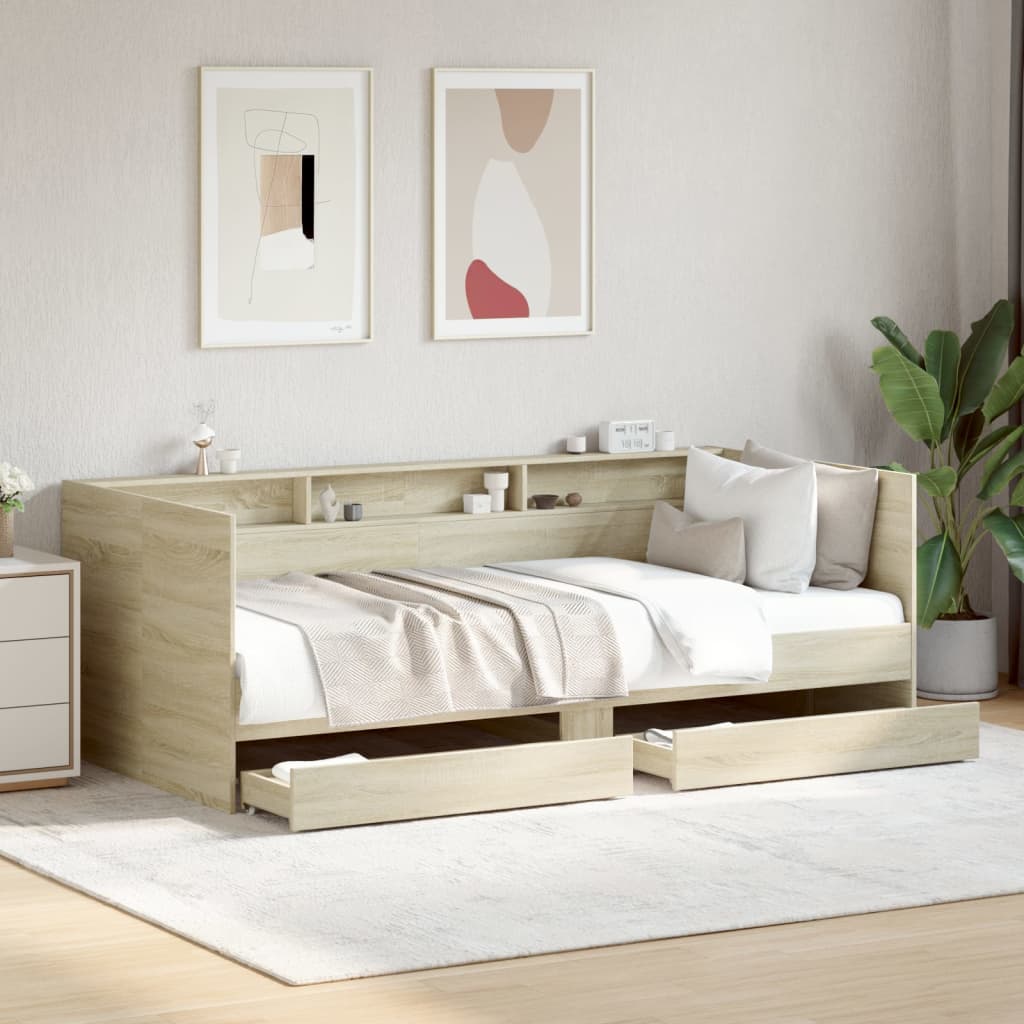 Tagesbett mit Schubladen ohne Matratze Weiß 100x200 cm