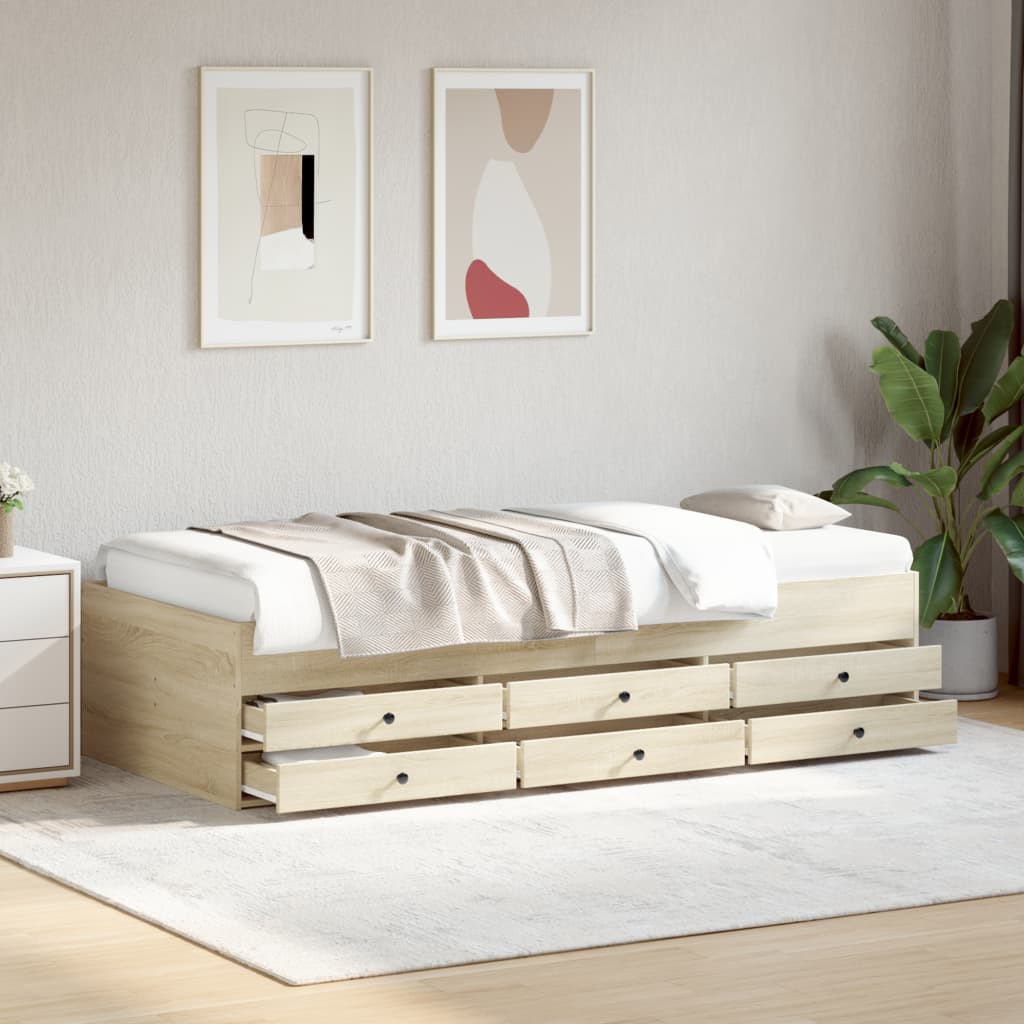 Tagesbett mit Schubladen ohne Matratze Weiß 100x200 cm
