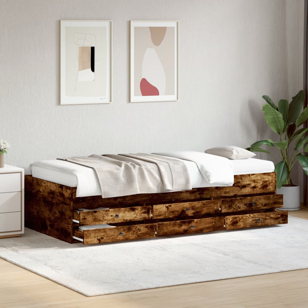 Tagesbett mit Schubladen ohne Matratze Weiß 100x200 cm