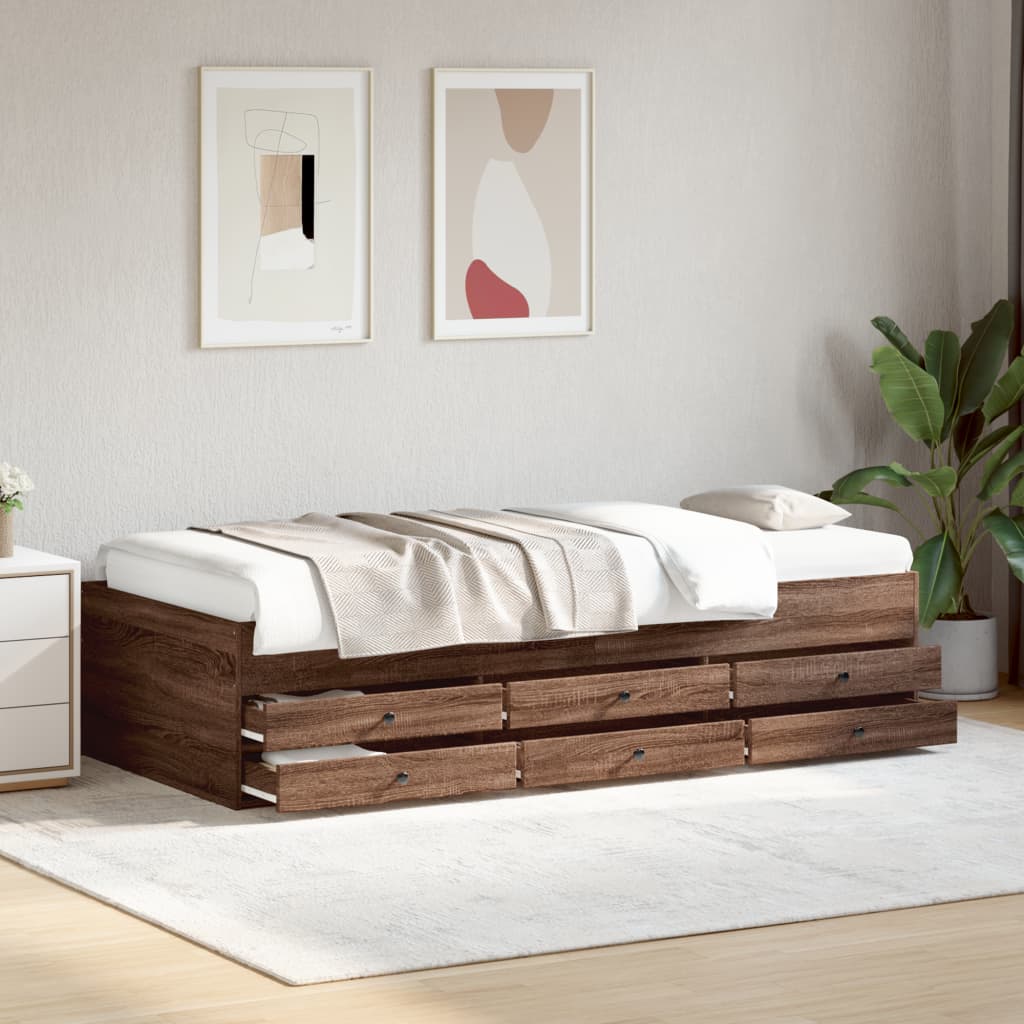 Tagesbett mit Schubladen ohne Matratze Weiß 100x200 cm
