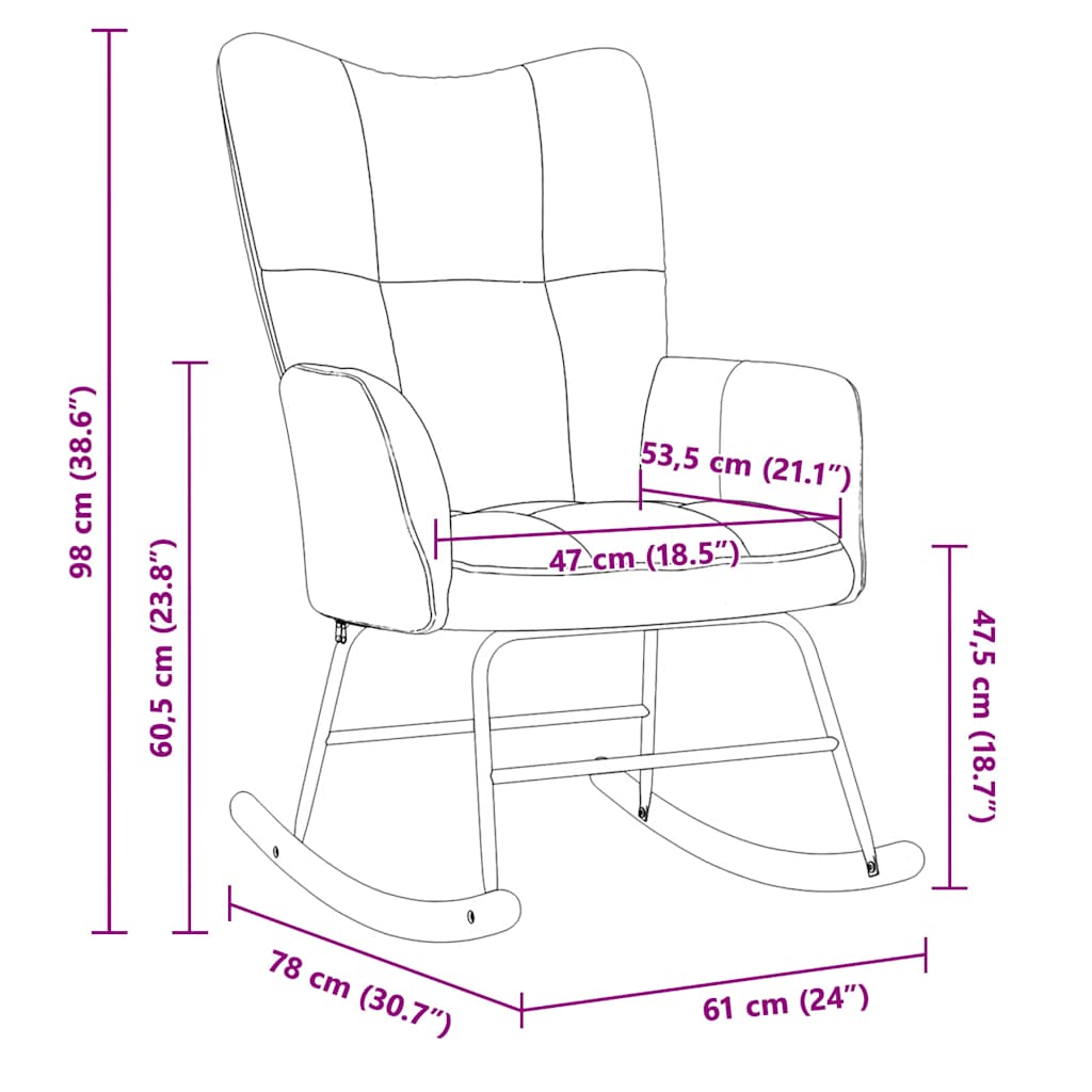 vidaXL Schaukelsessel Hellgrau Samt