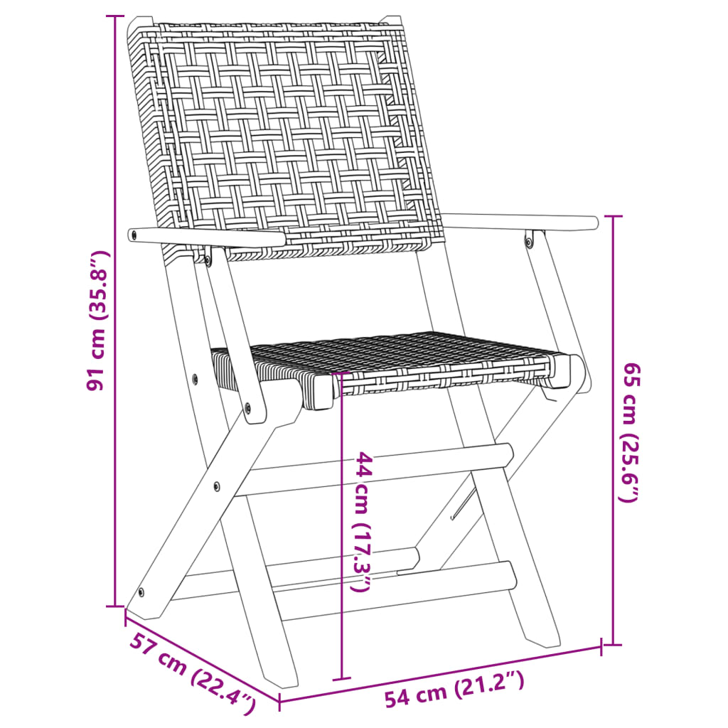 5-tlg. Garten-Essgruppe Schwarz Poly Rattan und Massivholz