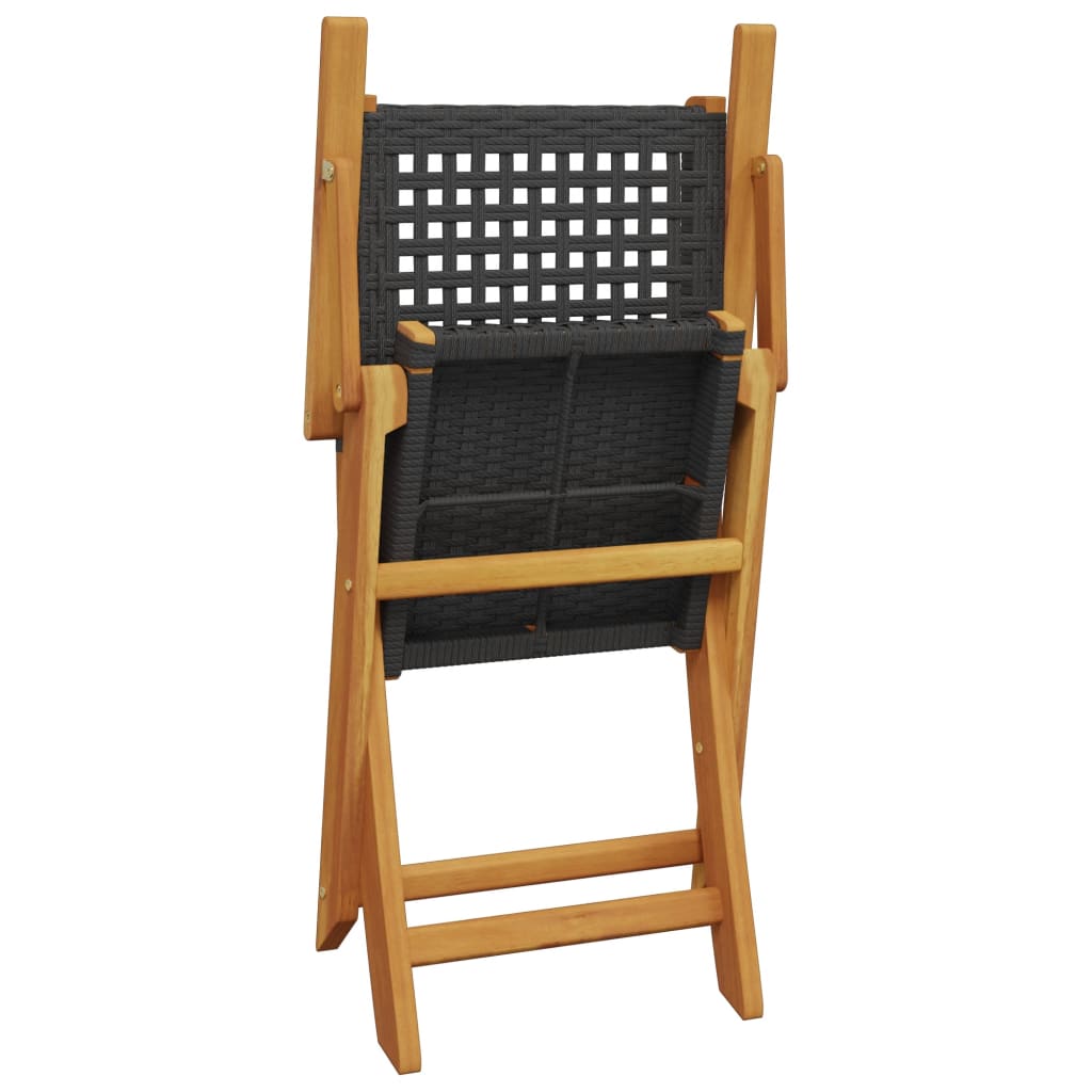 5-tlg. Garten-Essgruppe Schwarz Poly Rattan und Massivholz