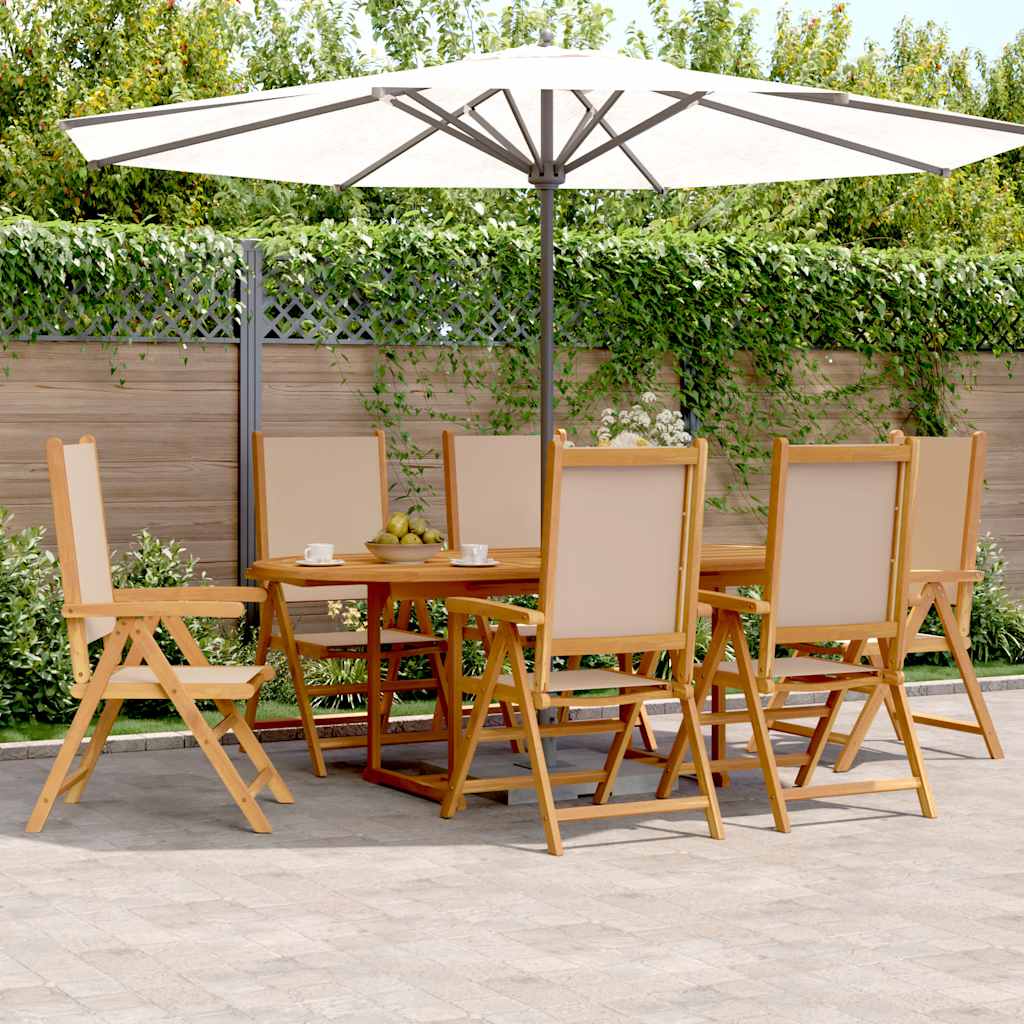 7-tlg. Garten-Essgruppe Stoff und Massivholz Beige
