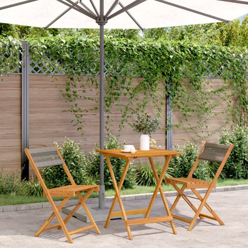 3-tlg. Bistro-Set Schwarz Polypropylen und Massivholz