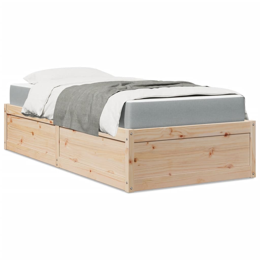 Bett mit Matratze Weiß 200x200 cm Massivholz Kiefer