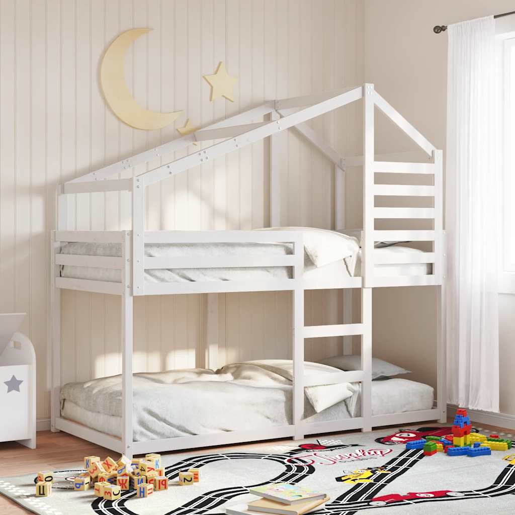 Etagenbett mit Dach 80x200 cm Massivholz Kiefer
