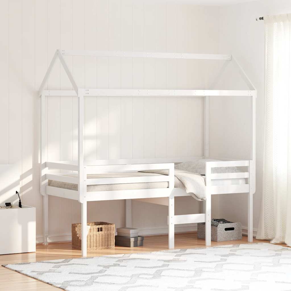 Hochbett mit Dach 90x200 cm Massivholz Kiefer