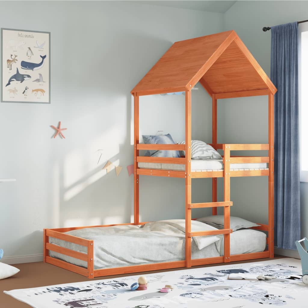 Etagenbett ohne Matratze 90x200 cm Massivholz Kiefer
