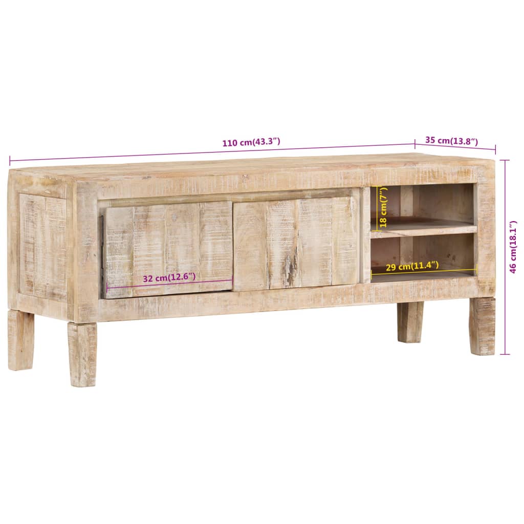 vidaXL TV-Schrank 110x35x46 cm Massivholz Mango