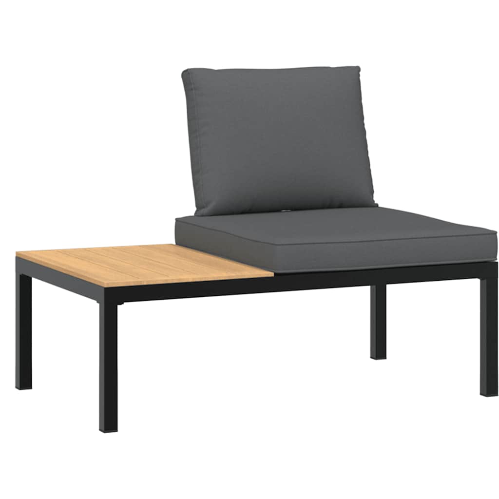 4-tlg. Garten-Sofagarnitur mit Kissen Schwarz Aluminium